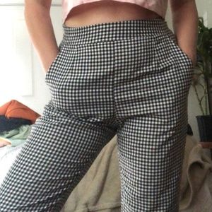 Black and white checked pants